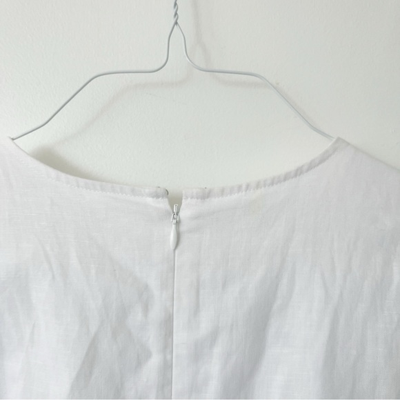 White Linen dress with waist tie - Picture 3 of 4